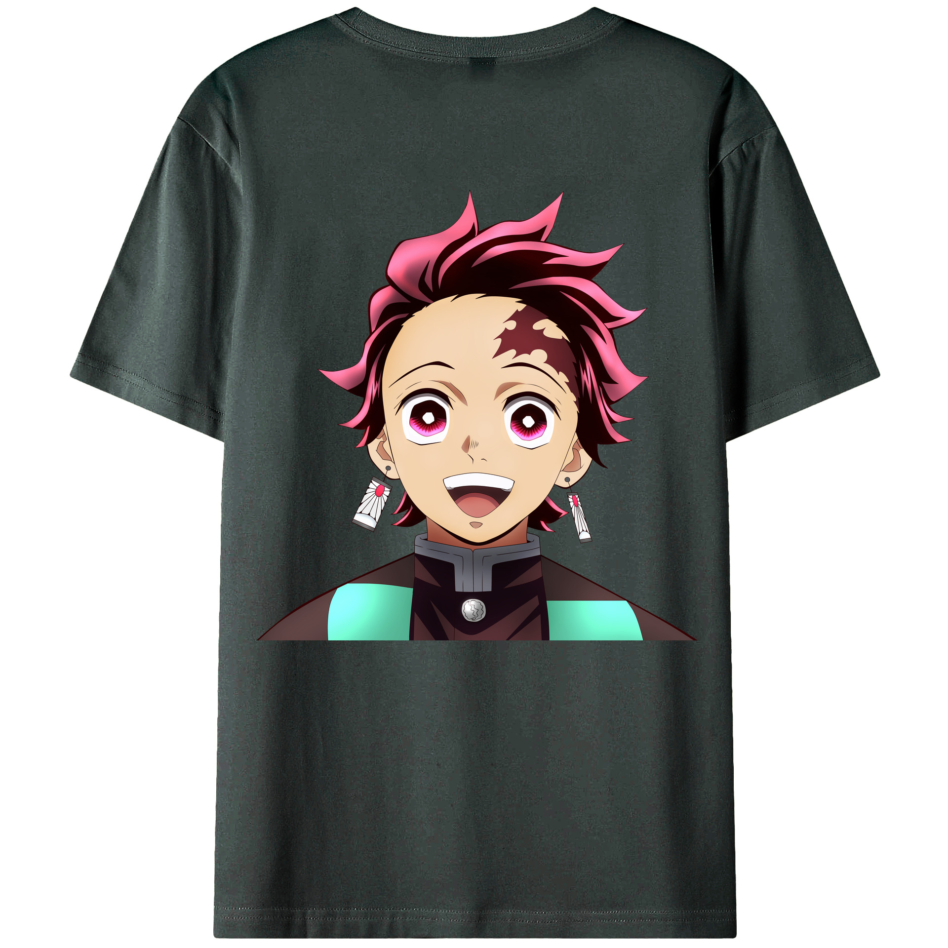 （画像用） 鬼滅の刃 竈門 炭治郎／かまど たんじろう Kamado Tanjirou 綿100％ メンズ半袖Tシャツ（バックプリント） 通気性